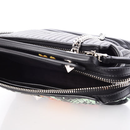 Fendi Calfskin Trapuntata Floral Small DotCom Click Chain Satchel Black Multicolor 6 of 8