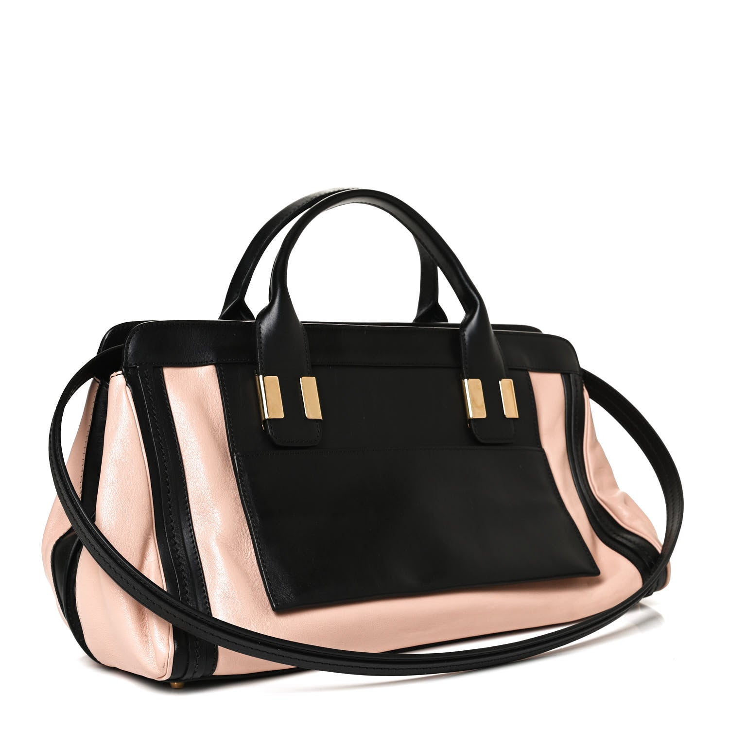 Chloe Calfskin Medium Alice Satchel Beige Black 3 of 10