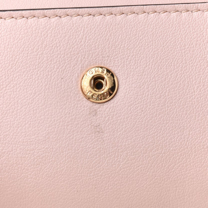 Fendi Vitello Fluffy Logo Fold Over Card Holder Wallet Rosa Quarzo Black 9 of 11