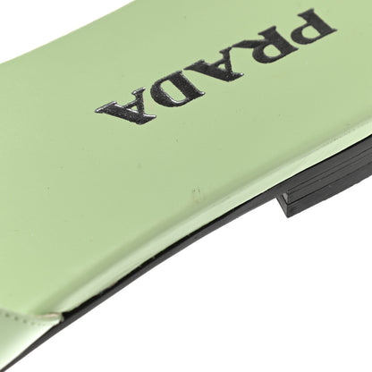 Prada Spazzolato Logo Triangle Cut Out Flat Slide Sandals 38.5 Acqua 9 of 10