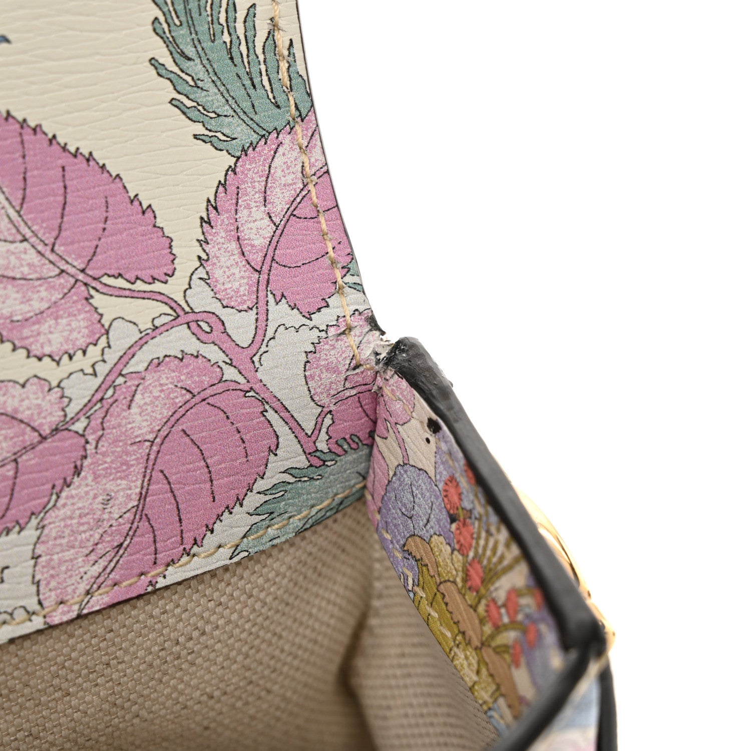 Gucci New Shangai Calfskin Tiger Savanah Web Mini Horsebit 1955 Shoulder Bag Chalky White Multicolor 12 of 12