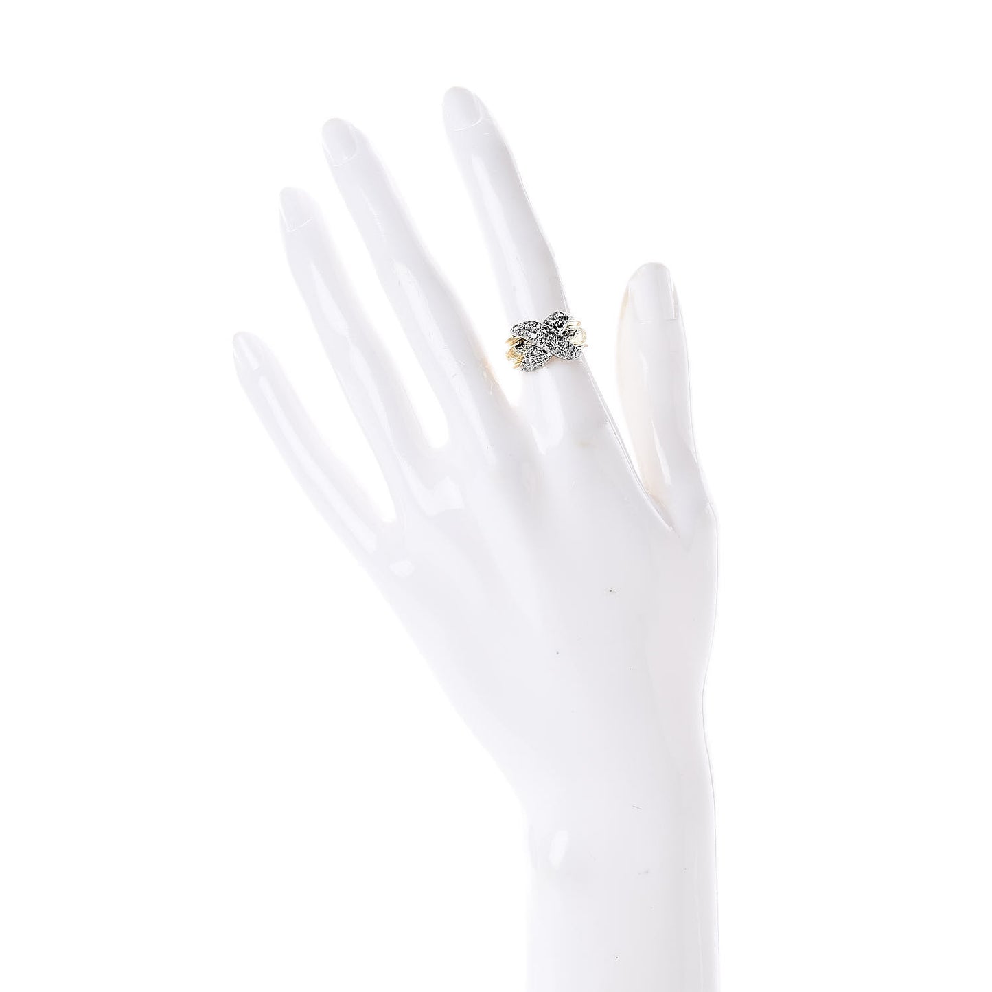 18K Yellow Gold Platinum Diamond Schlumberger X Ring 47 4