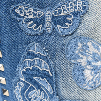 Valentino Garavani Denim Butterfly Embroidered Small Rockstud Tote Light Denim 13 of 13
