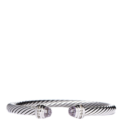 David Yurman Sterling Silver Diamond Amethyst 5mm Cable Classics Princess Bracelet 1 of 5