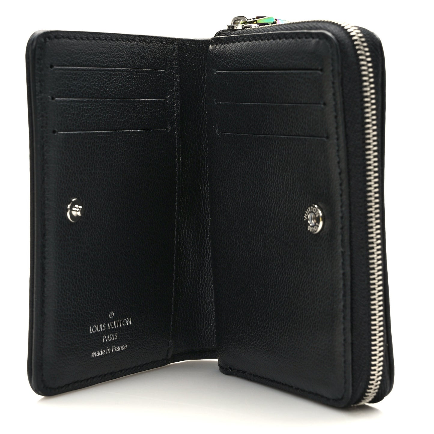 Lambskin Embossed Monogram Lou Coussin Wallet Black