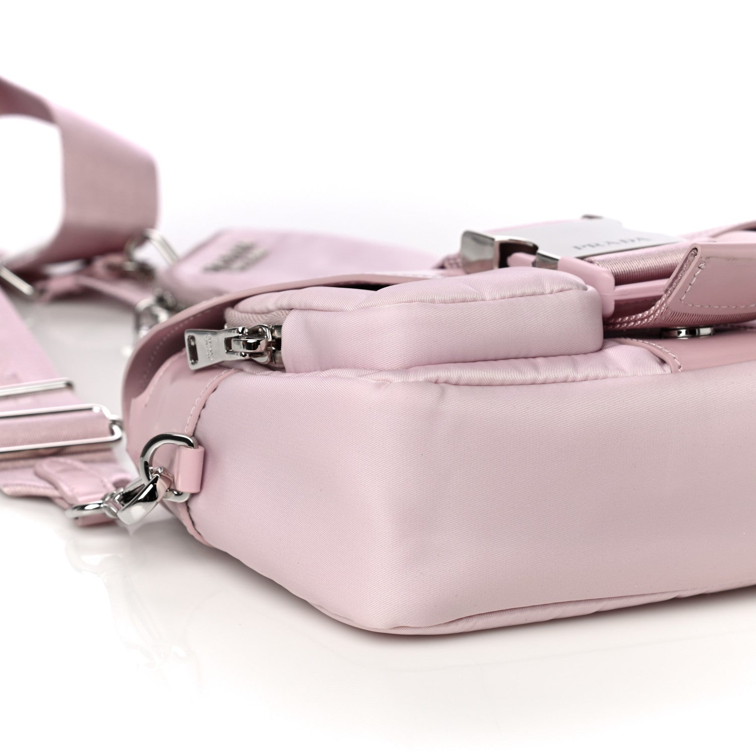 Prada Re-Nylon Spazzolato Double Pocket Buckle Shoulder Bag Alabastro 5 of 10