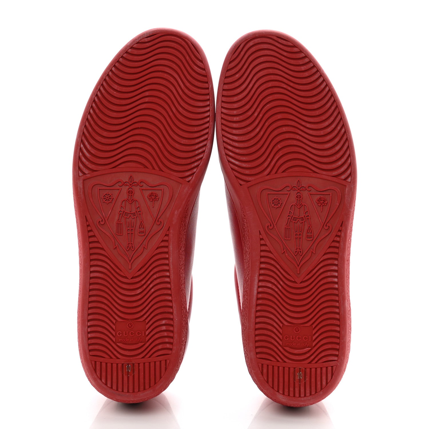Gucci Calfskin Miro Soft Interlocking G Perforated Mens Ace Sneakers 10 Hibiscus Red Red Vintage 5 of 13