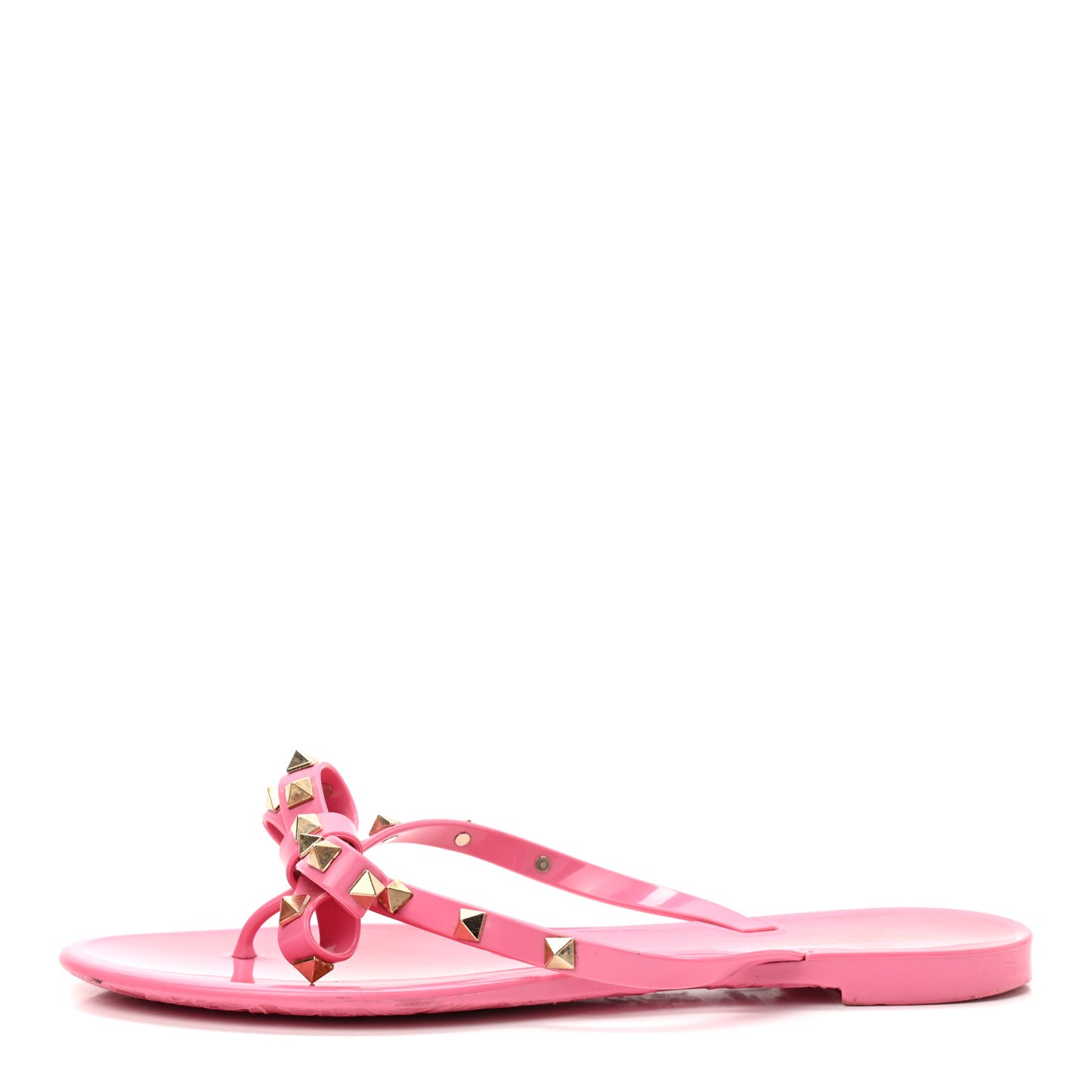 PVC Jelly Rockstud Bow Thong Sandals 40 Sweet Pink