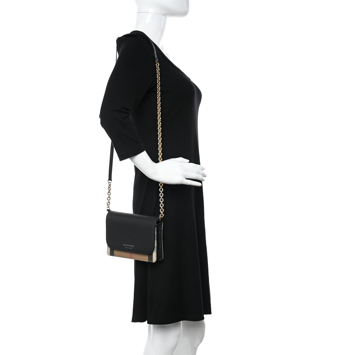 Burberry Calfskin Vintage Check Small Loxley Crossbody Black 2 of 9