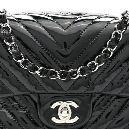 Chanel Patent Calfskin Chevron Quilted Mini Square Flap Black 8 of 10