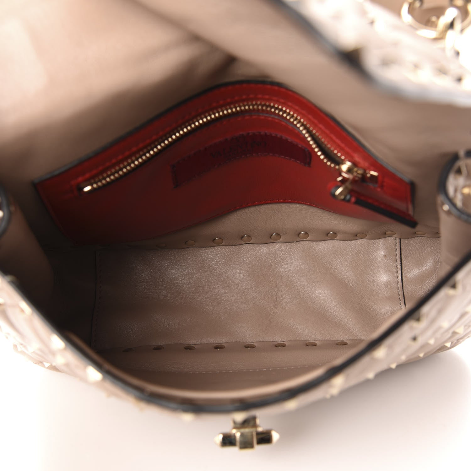 Valentino Garavani Lambskin Medium Rockstud Spike Shoulder Bag Poudre 5 of 11