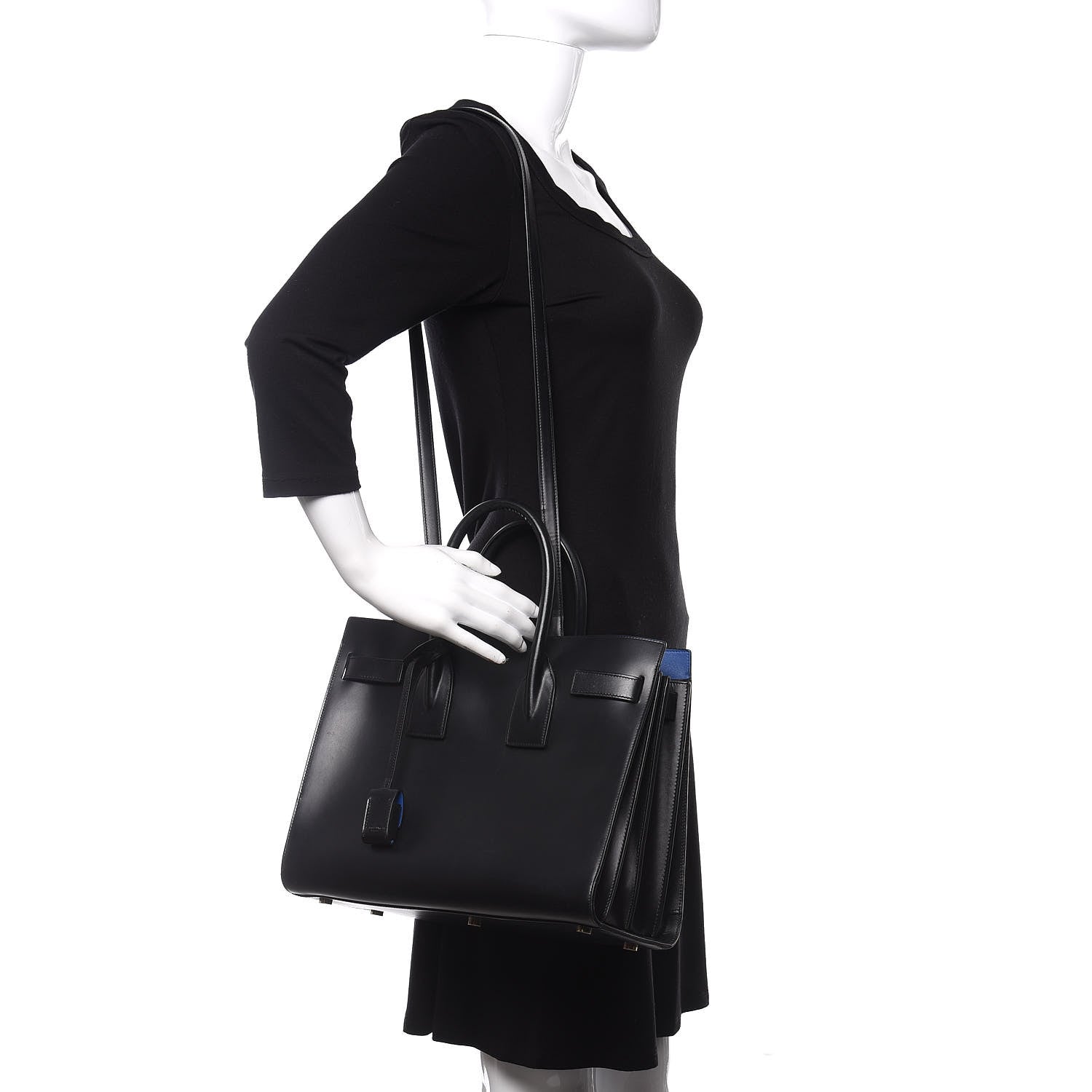 Saint Laurent Calfskin Small Sac De Jour Black Royal Blue 2 of 20