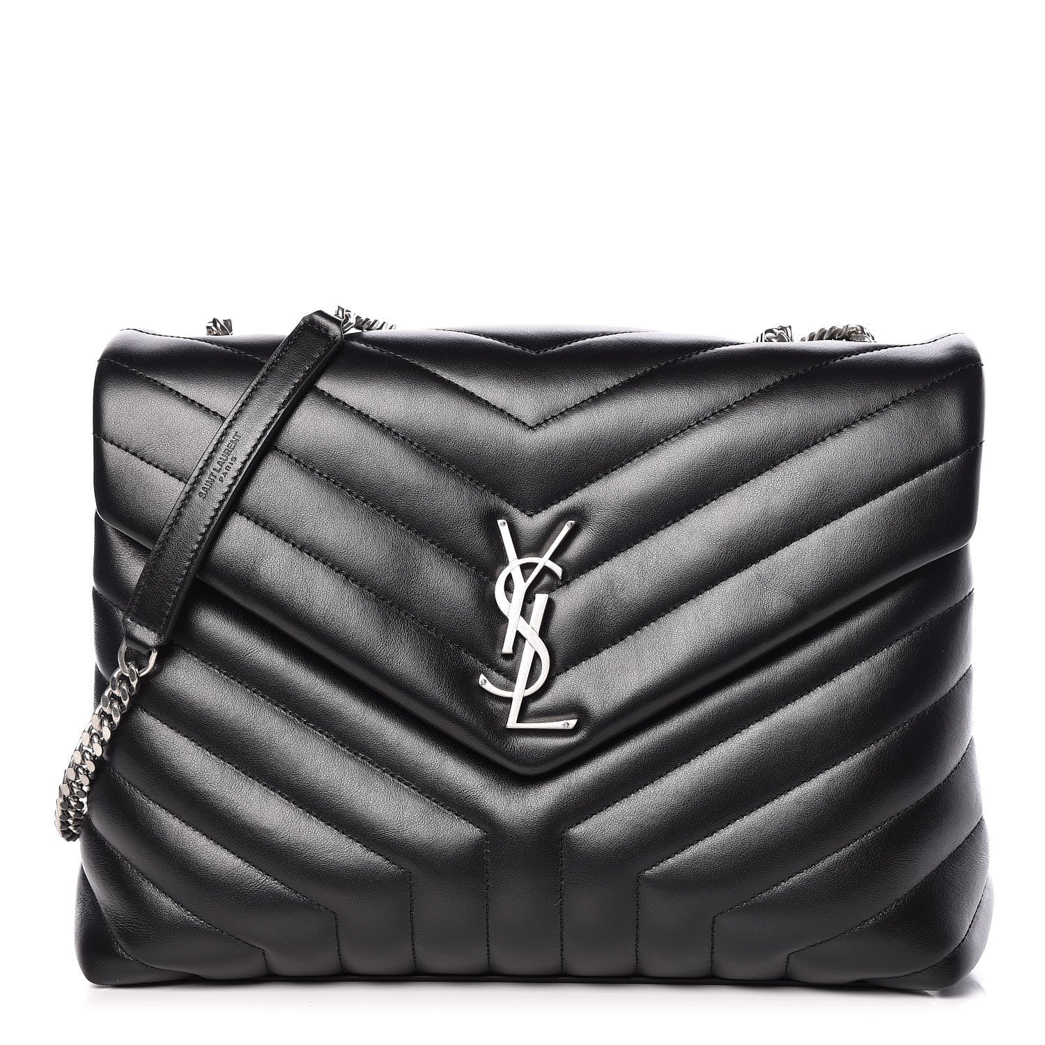 Saint Laurent Calfskin Y Quilted Monogram Medium Loulou Chain Satchel Black 1 of 9