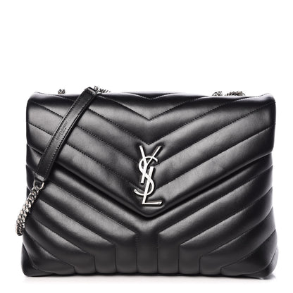 Saint Laurent Calfskin Y Quilted Monogram Medium Loulou Chain Satchel Black 1 of 9