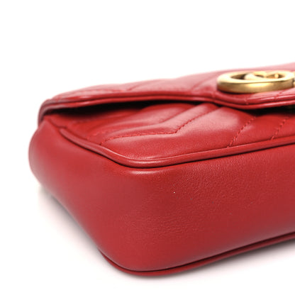 Gucci Calfskin Matelasse Super Mini GG Marmont Shoulder Bag Hibiscus Red 9 of 10