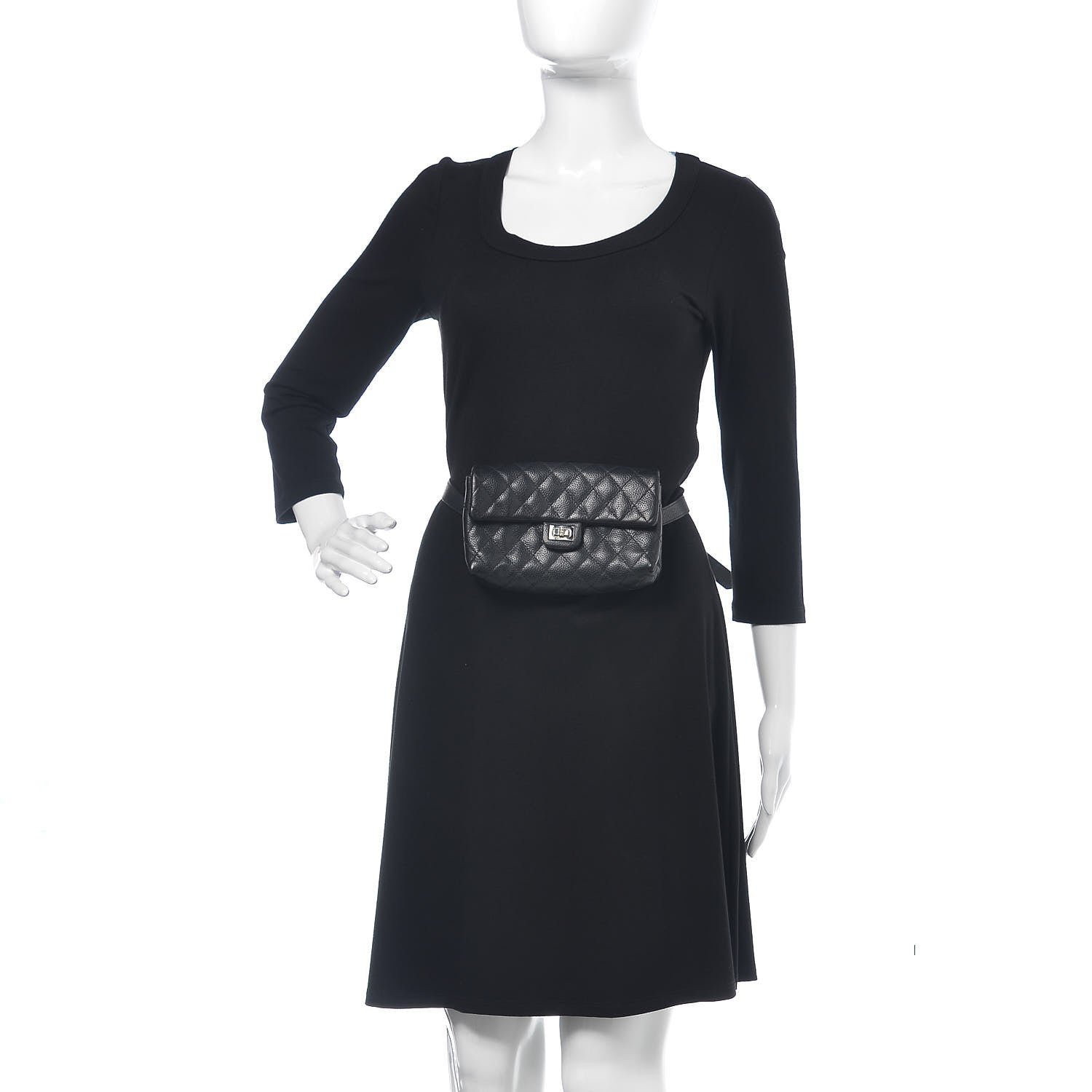 Chanel Grained Calfskin Quilted 2.55 Reissue Flap Belt Bag Clutch Black 2 of 9