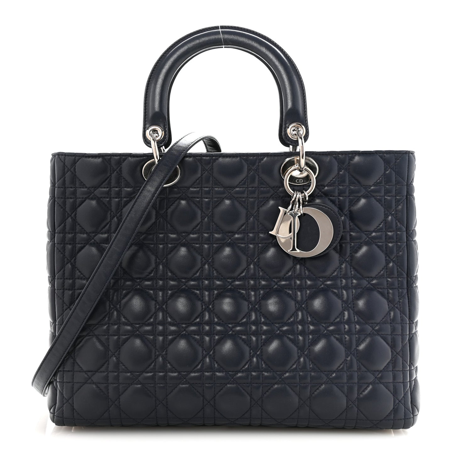 Lambskin Cannage Large Lady Dior Navy Blue
