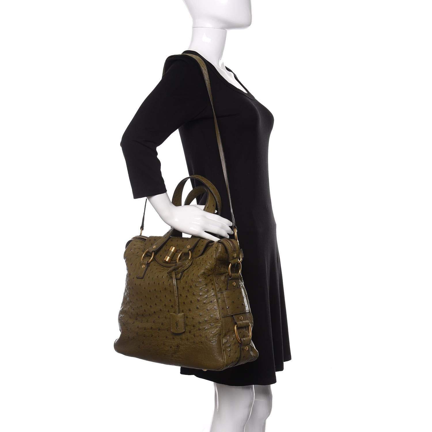 Saint Laurent Ostrich Muse Messenger Bag Green 2 of 10