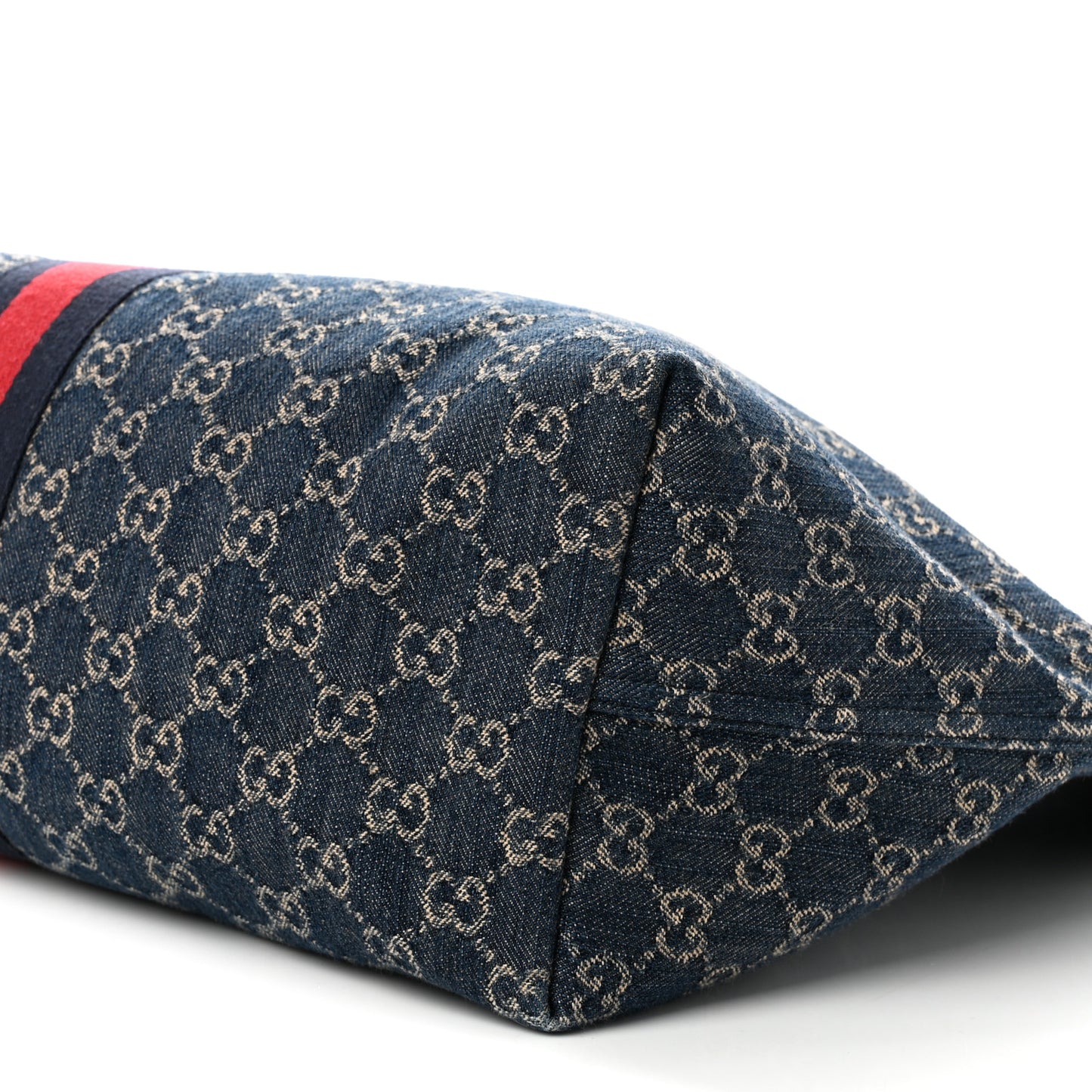 Denim GG Monogram Web Large Giglio Tote Blue