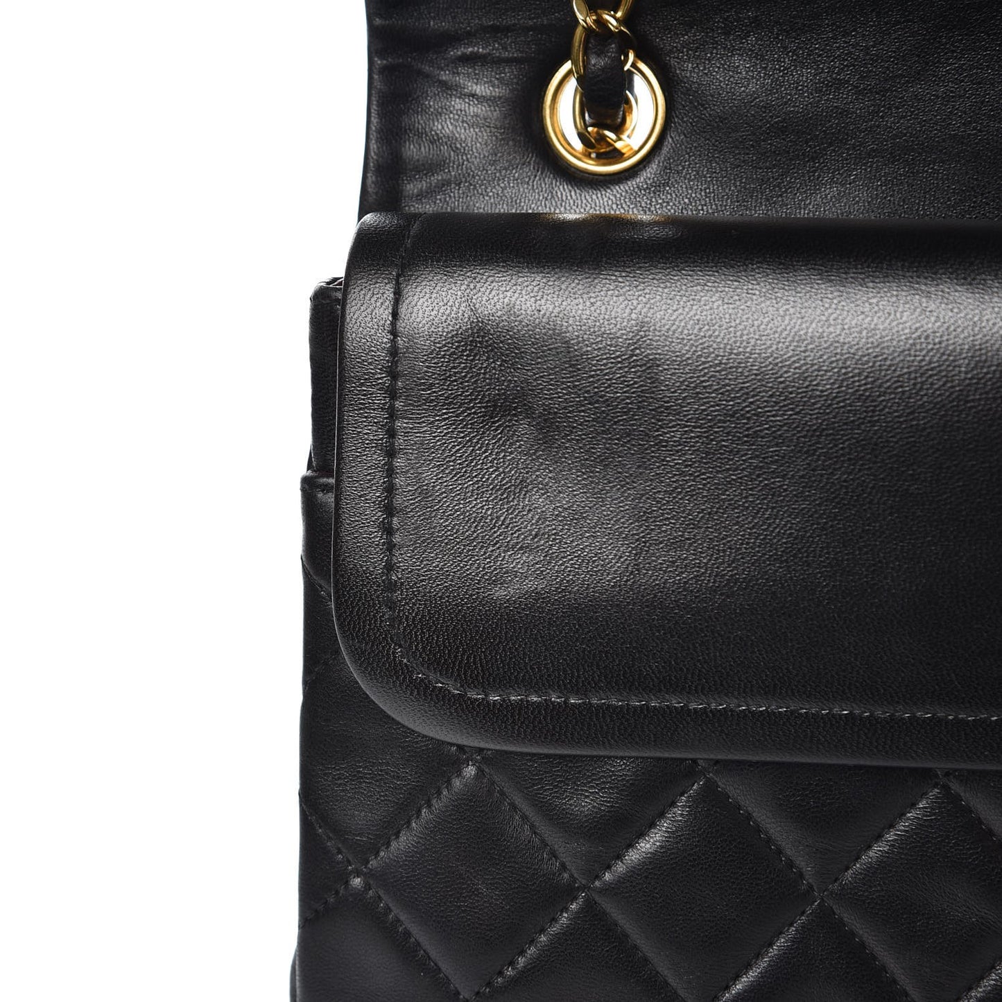 Lambskin Quilted Medium Double Flap Black
