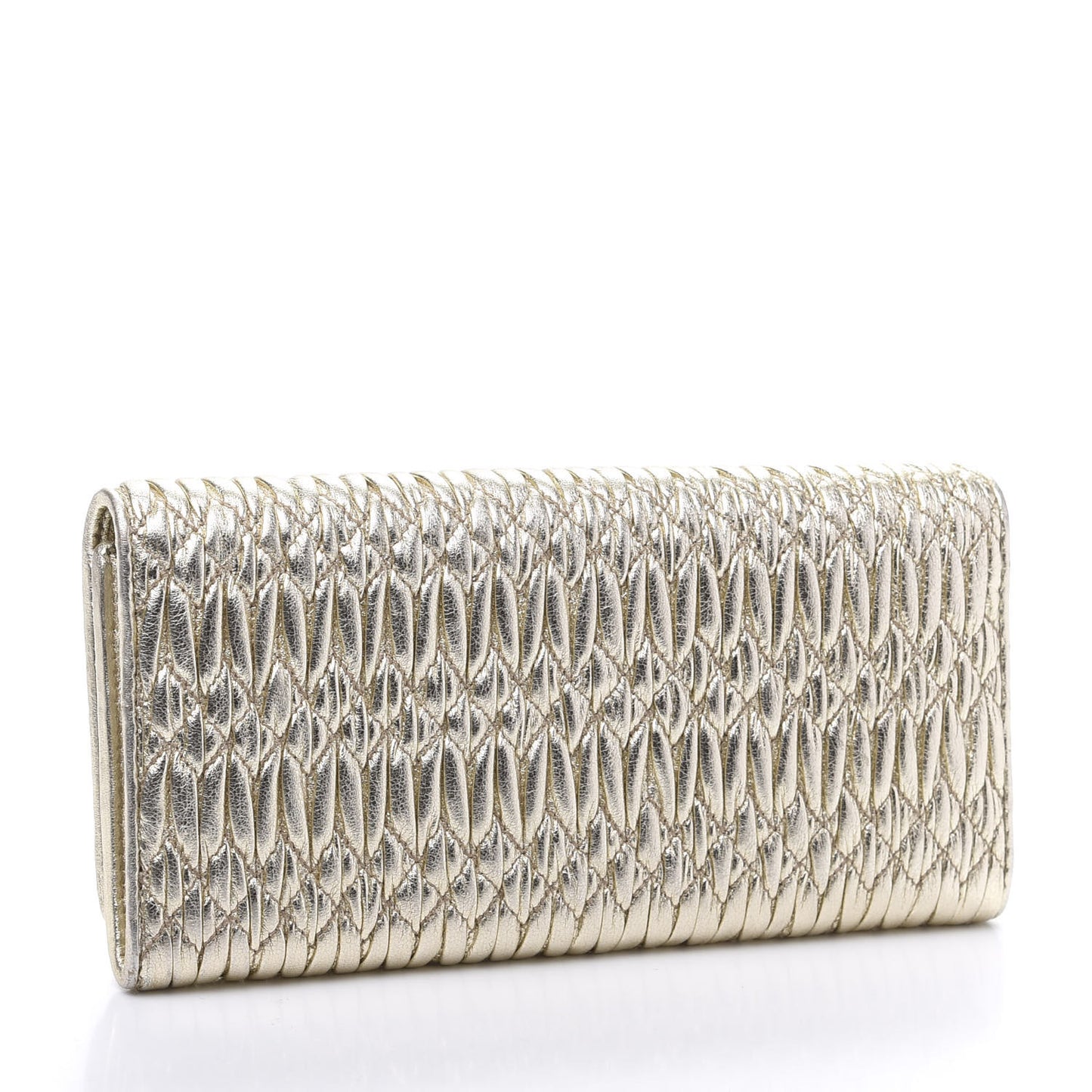 Metallic Nappa Matelasse Crystal Clutch Pyrite