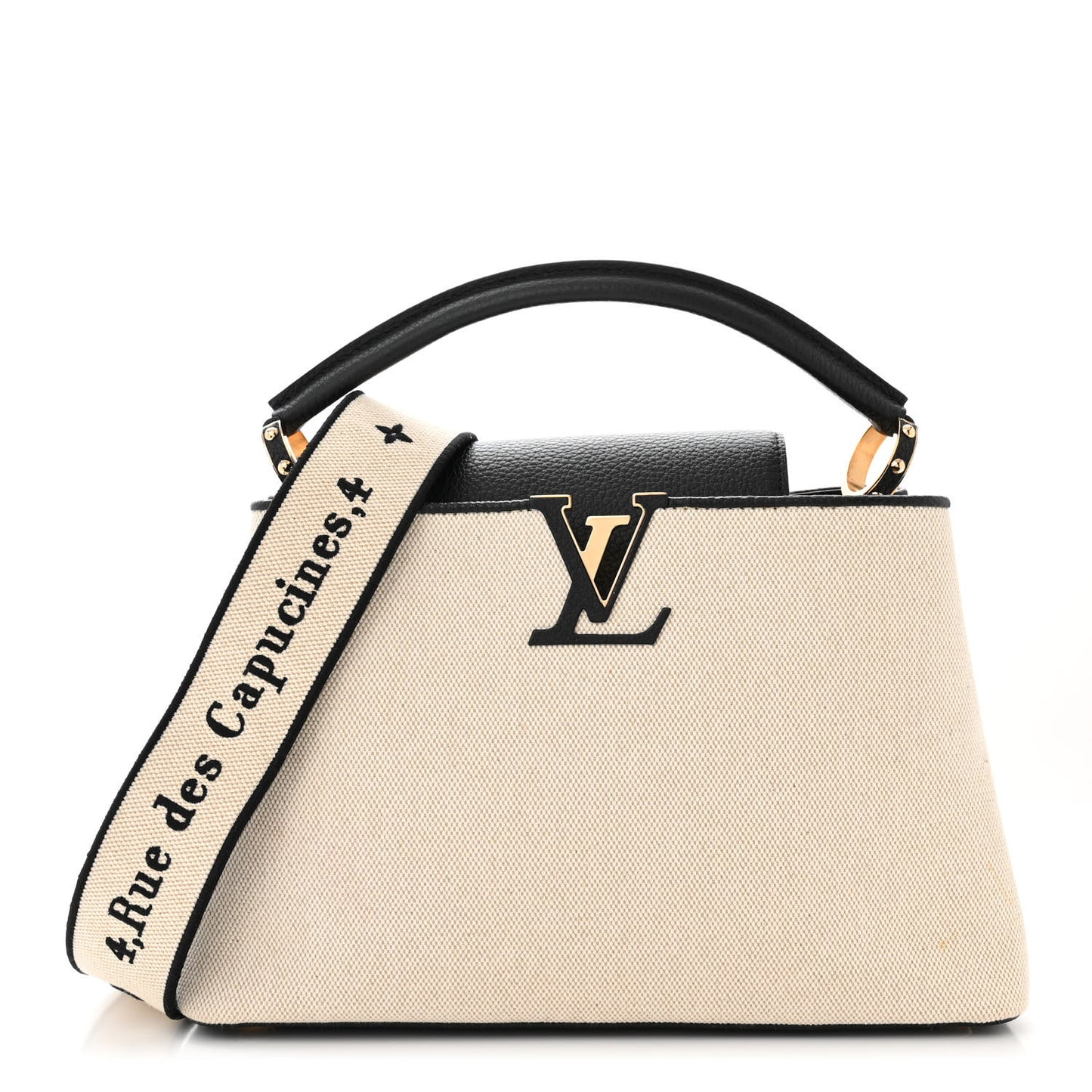 Canvas Taurillon Capucines MM Black