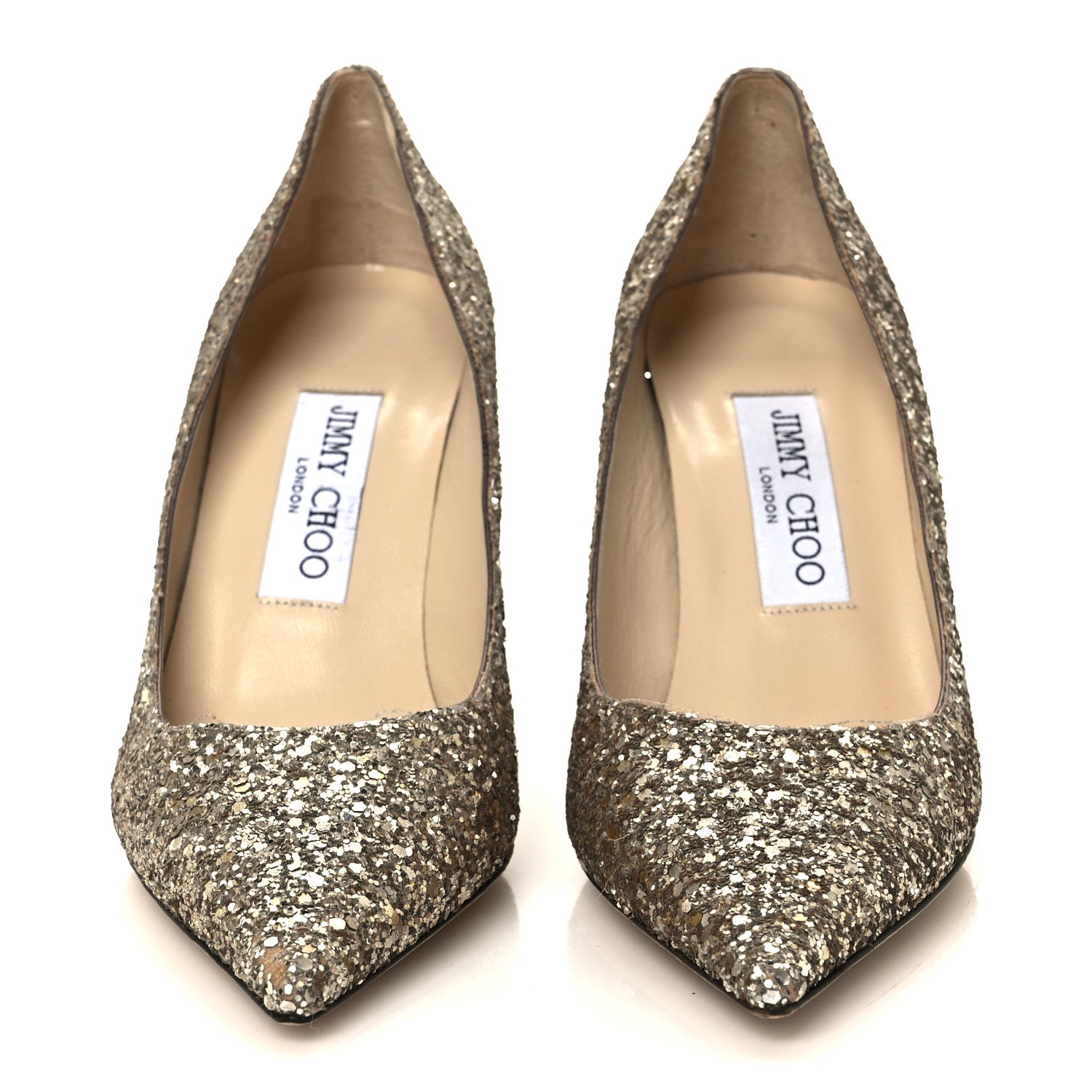 Jimmy Choo Coarse Glitter Pointy Toe Love 85 Pumps 36  Antique Gold 3 of 8
