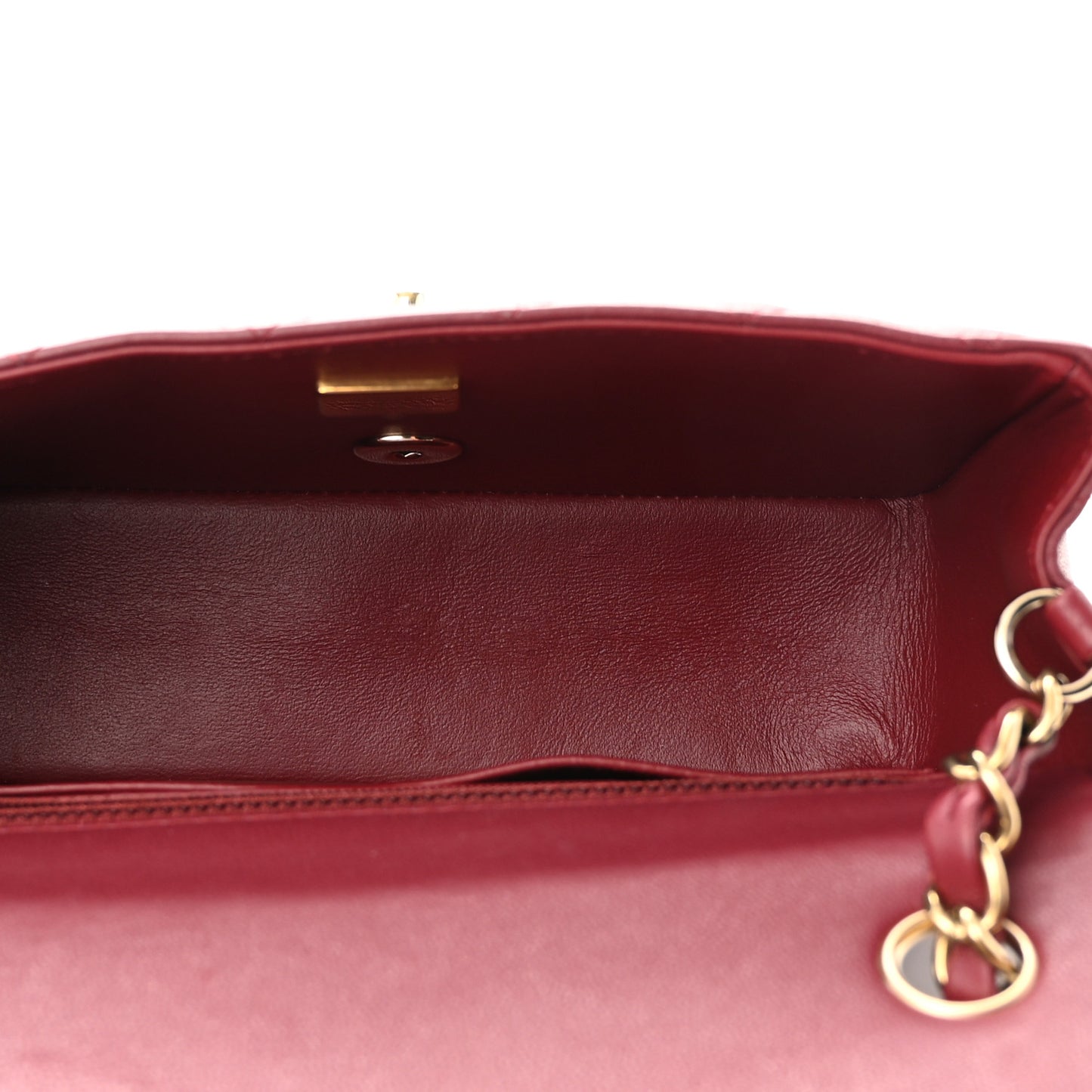 Lambskin Quilted Mini Rectangular Flap Burgundy