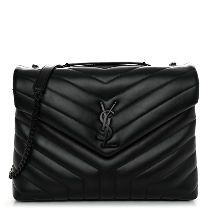 Saint Laurent Calfskin Y Quilted Monogram Monochrome Medium Loulou Chain Satchel Black 1 of 11