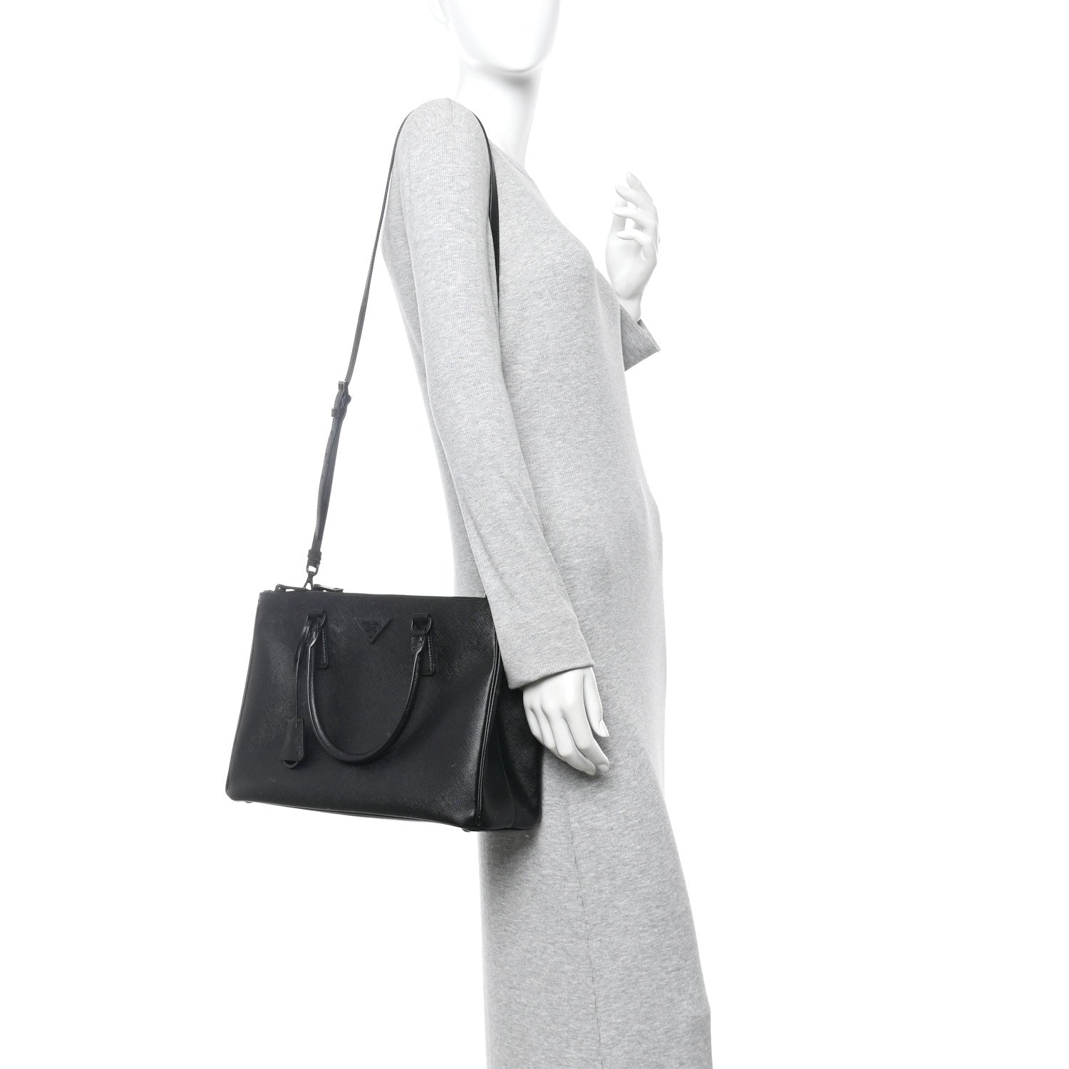 Prada Saffiano Lux Monochrome Large Galleria Double Zip Tote Black 2 of 10