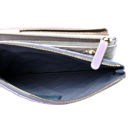Chanel Iridescent Crumpled Calfskin Trio Cosmetic Case Blue Pink Ivory 7 of 11