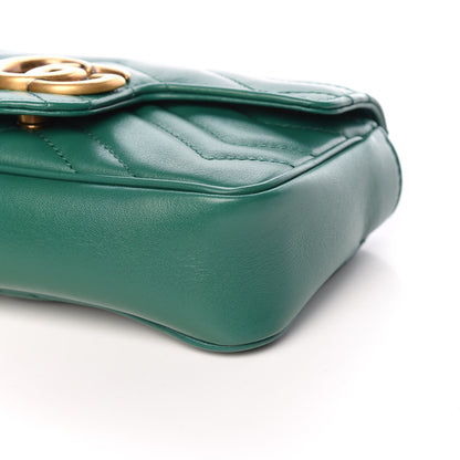 Gucci Calfskin Matelasse Super Mini GG Marmont Shoulder Bag Emerald Green 9 of 11
