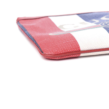Gucci Canvas Sylvie Stripe Logo Zip Pouch Mystic White Hibiscus Red Maritime 7 of 9