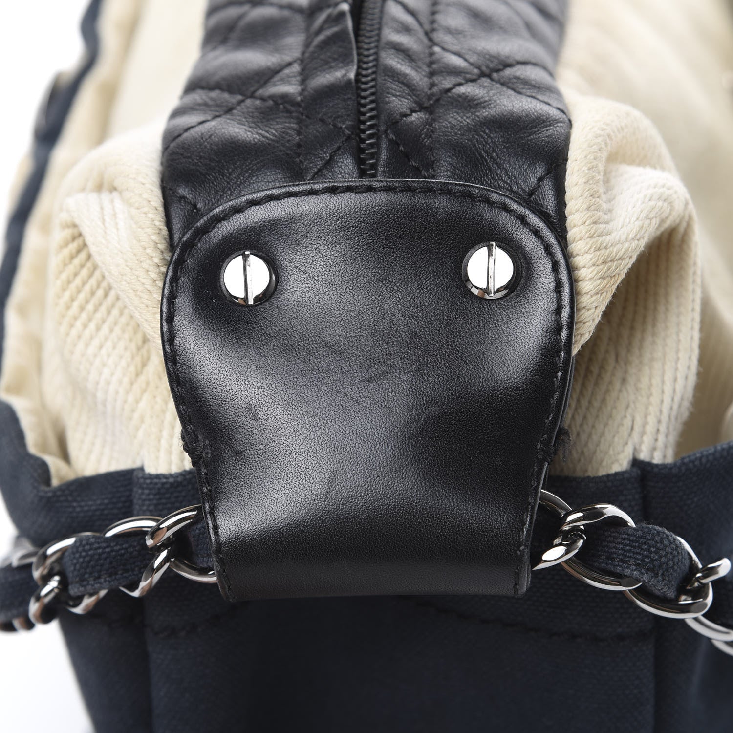 Chanel Canvas Sport Drawstring Hobo Navy Off White 13 of 16