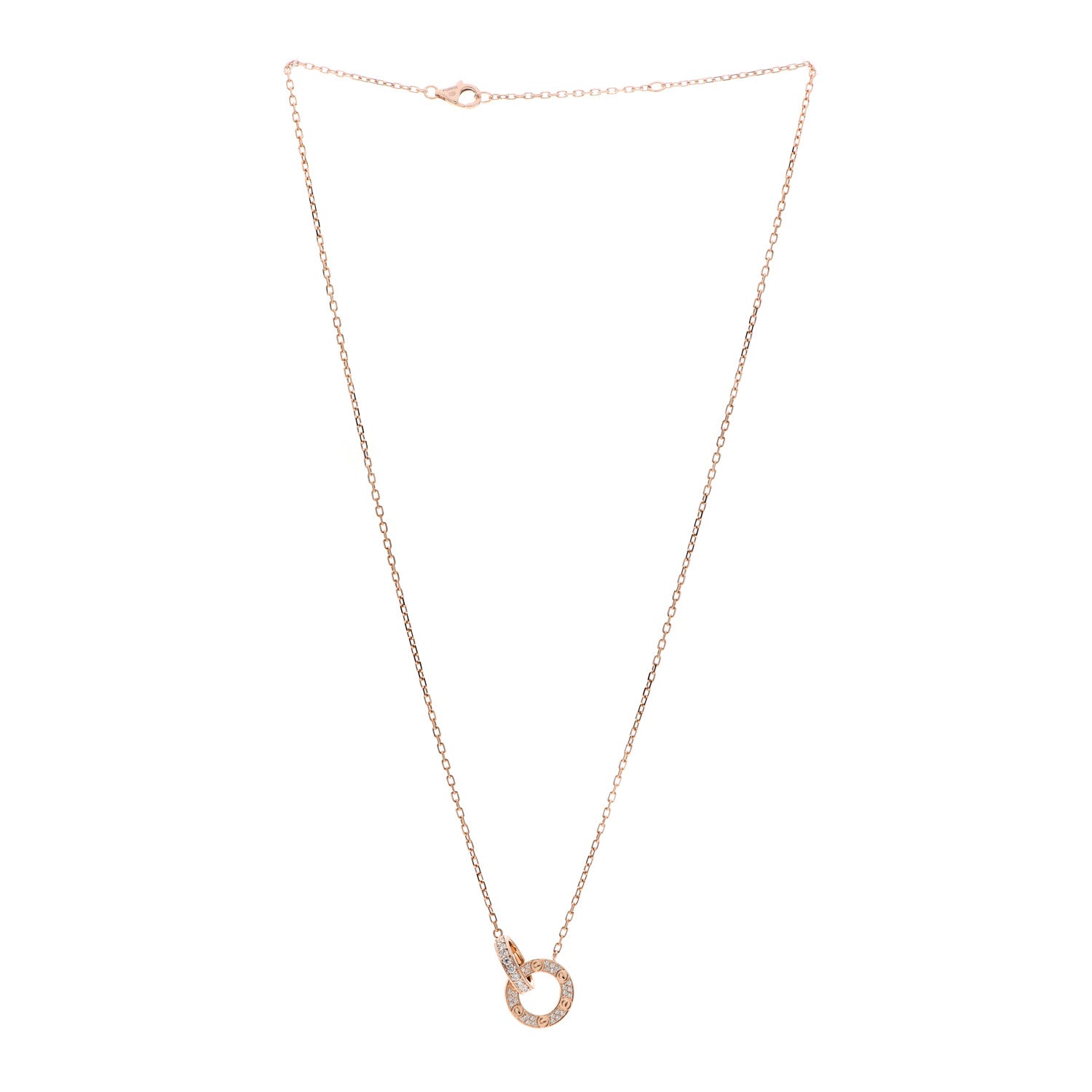 Cartier 18K Pink Gold Diamond Interlocking LOVE Paved Necklace 3 of 5