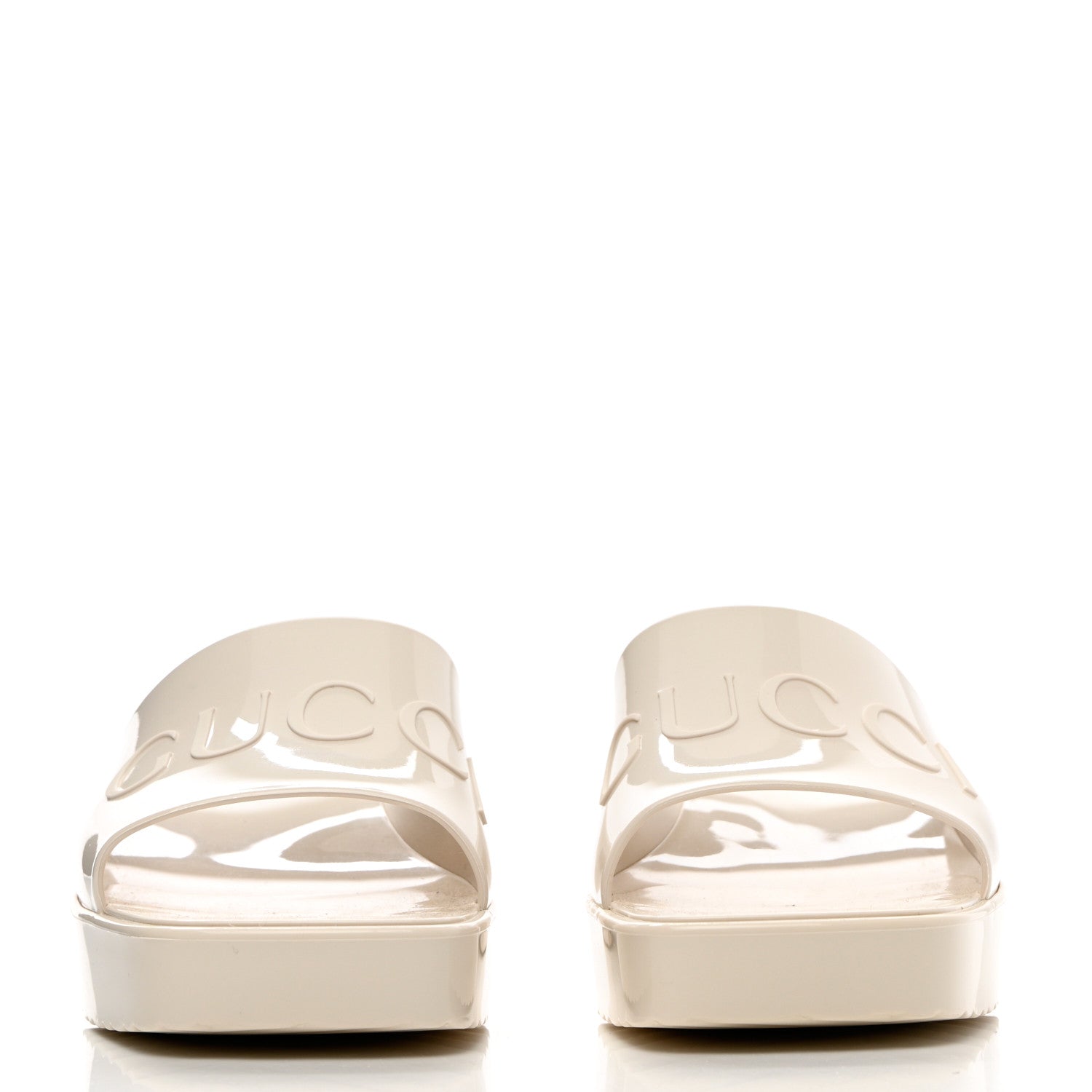 Gucci Rubber Gucci Logo Womens Platform 20/60mm Slide Sandals 38 Mystic White 2 of 10