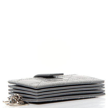 Christian Dior Patent Cannage Lady Dior 5-Gusset Card Holder Grey 4 of 6