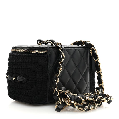 Chanel Lambskin Crochet Quilted Small Vanity Case With Chain Black 3 of 11