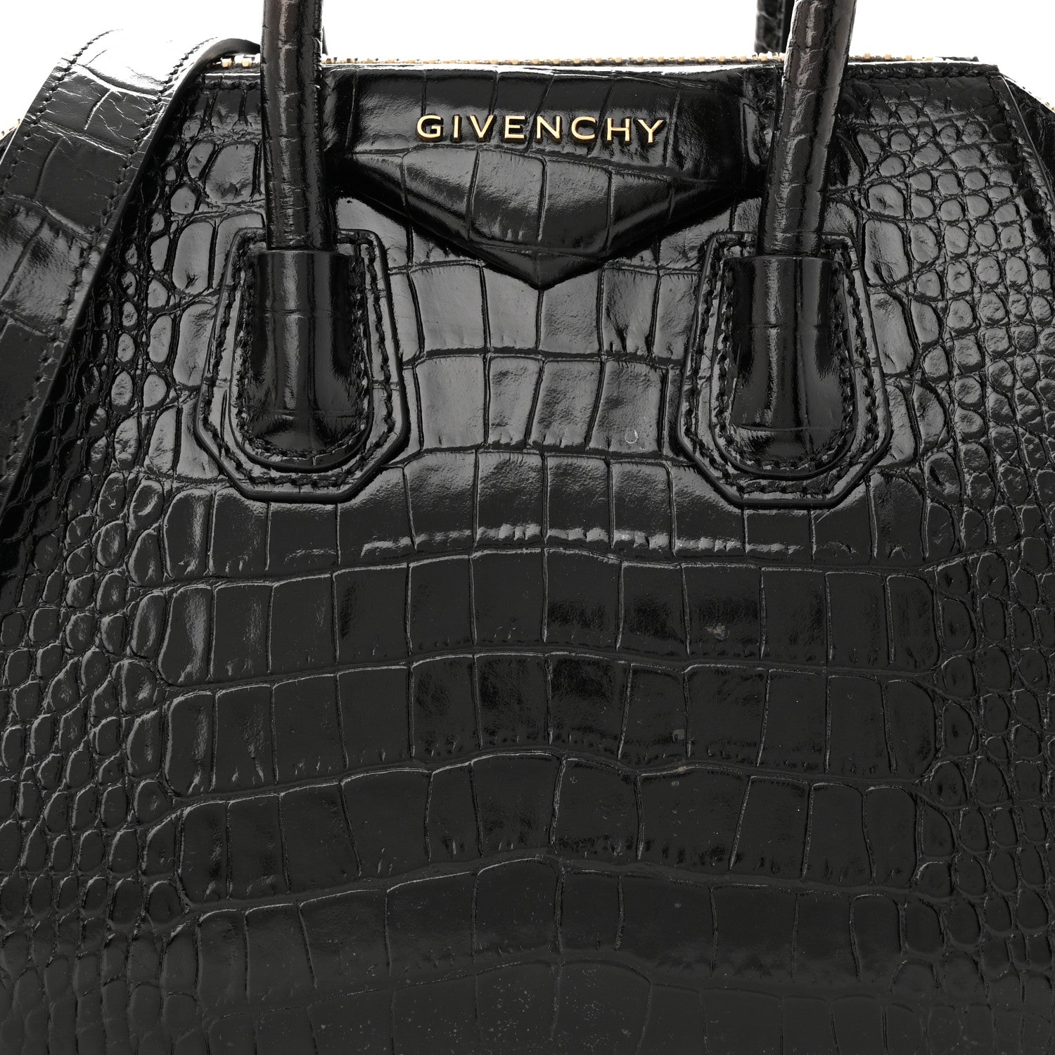 Givenchy Calfskin Crocodile Embossed Mini Antigona Black 8 of 10