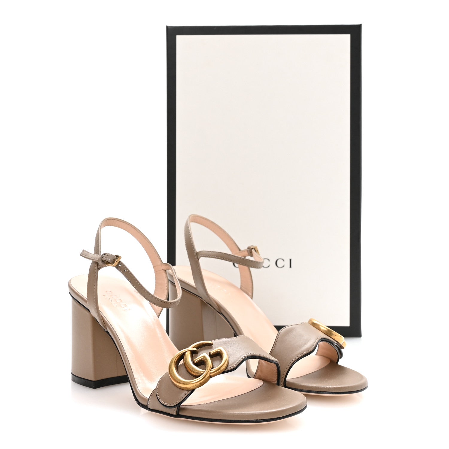 Gucci Lifford Calfskin GG Marmont Ankle Wrap 75mm Sandals 35.5 Mud 8 of 8