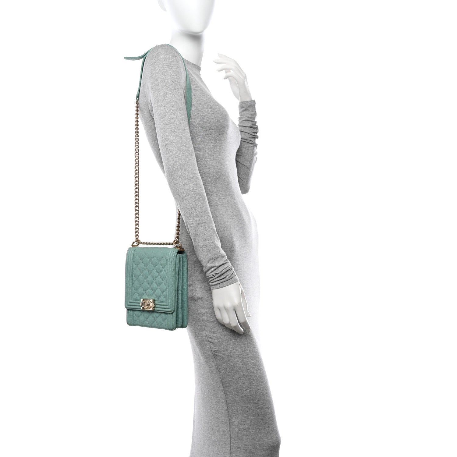 Chanel Caviar Quilted North South Boy Flap Light Blue 2 of 10
