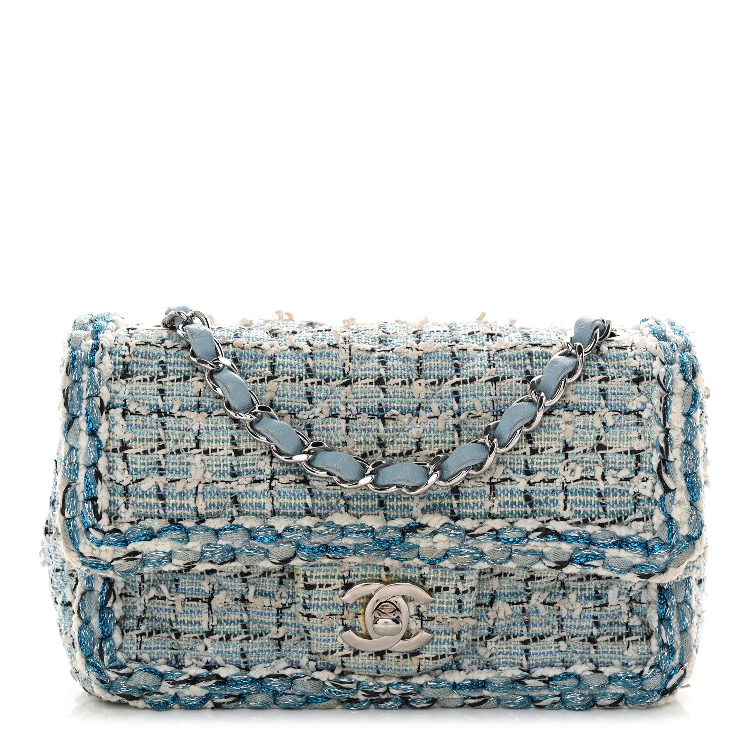 Chanel Tweed Braid Mini Flap Blue White Navy 1 of 12