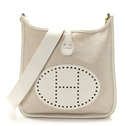 Hermes Toile Taurillon Clemence Evelyne PM Blanc White 1 of 9