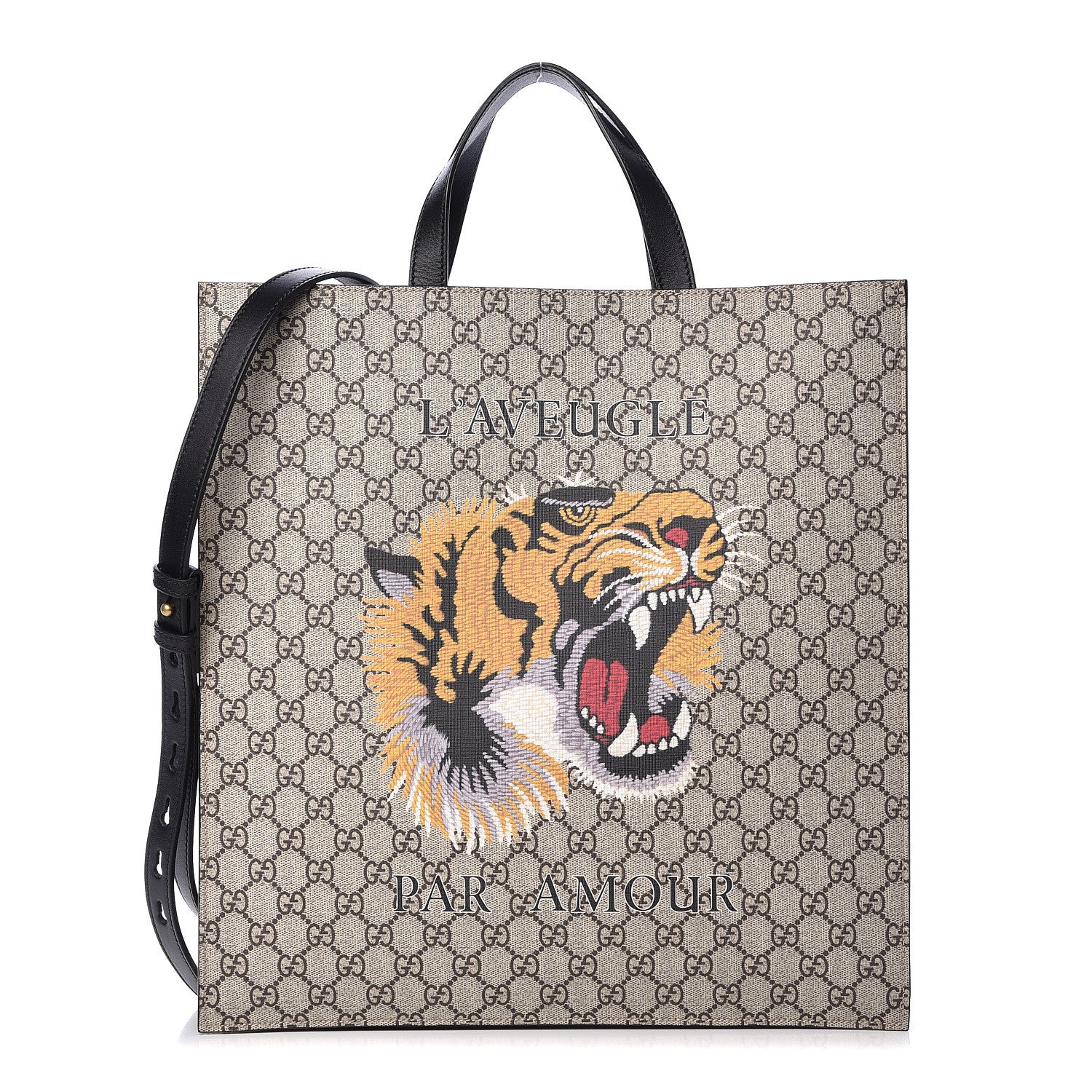 Gucci GG Supreme Monogram L'Aveugle Par Amour Print Vertical Tote Black 1 of 12