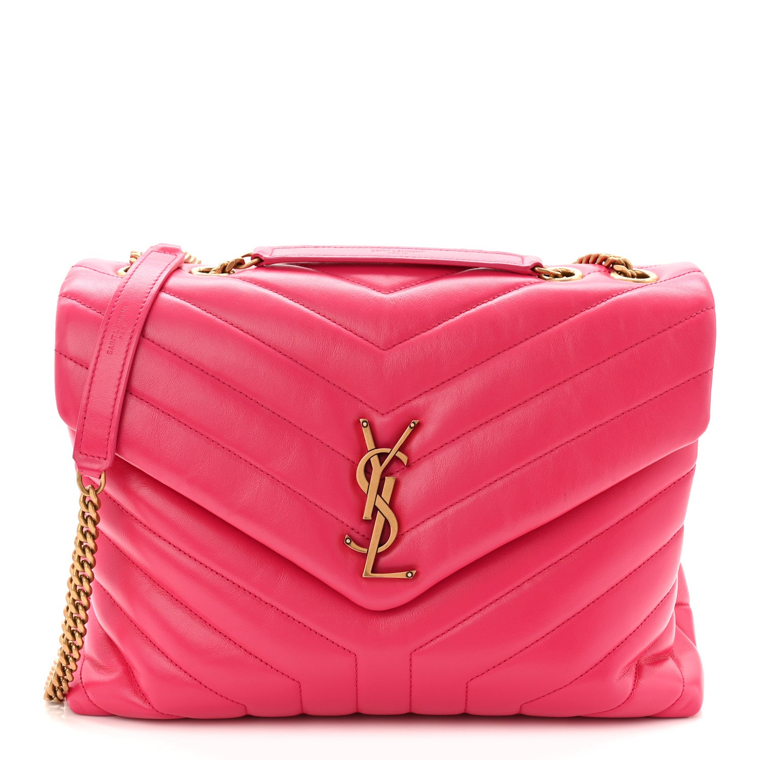 Saint Laurent Calfskin Y Quilted Monogram Medium Loulou Chain Satchel Freesia 1 of 10