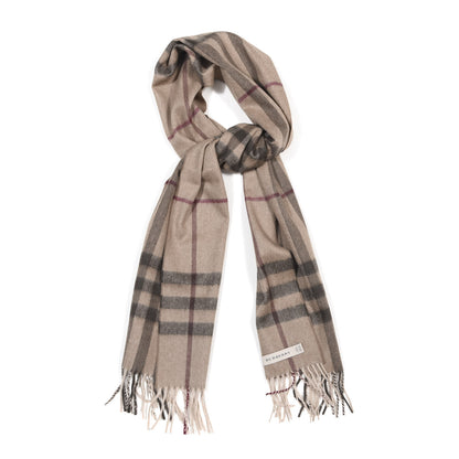Burberry Cashmere Giant Check Fringe Scarf Smoke 1 of 4