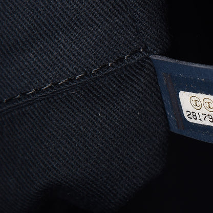 Chanel Lurex Canvas Small Deauville Tote Navy Blue Gold 6 of 10