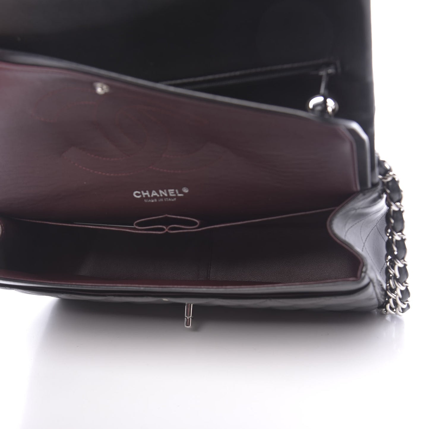 Lambskin Quilted Jumbo Double Flap Black