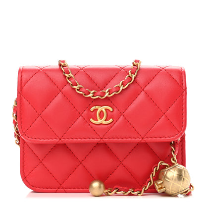 Chanel Lambskin Quilted Pearl Crush Clutch With Chain Red 1 of 11