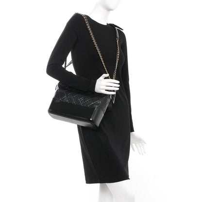 Chanel Aged Calfskin Quilted Medium Gabrielle Hobo Black 2 of 8